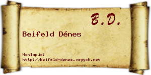 Beifeld Dénes névjegykártya